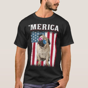 Pug Dog American Flag Dog 4th Of July T-Shirt