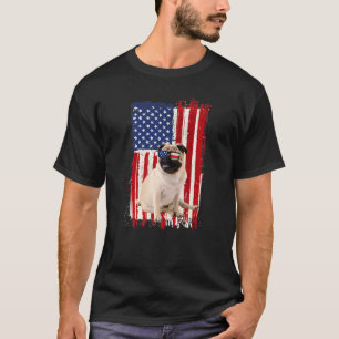 Pug Dog American Flag Patriotic Independence 4th T-Shirt