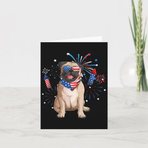 Pug Dog American Usa Flag 4th Of July Men Women Lo Card