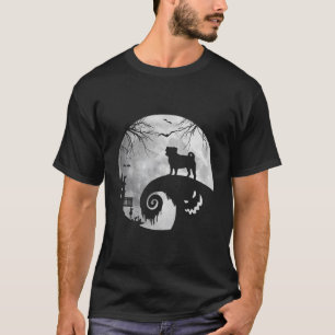 Pug Dog And Moon Halloween Costume Dog Lover Funny T-Shirt