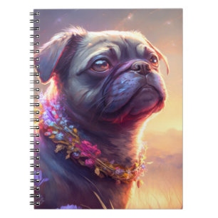 Pug Dog Animal Portrait Painting Pet Character Notebook
