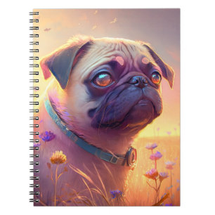 Pug Dog Animal Portrait Painting Pet Character Notebook