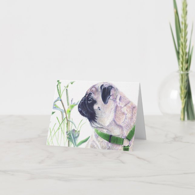 Pug Dog Art Note Cards (Front)