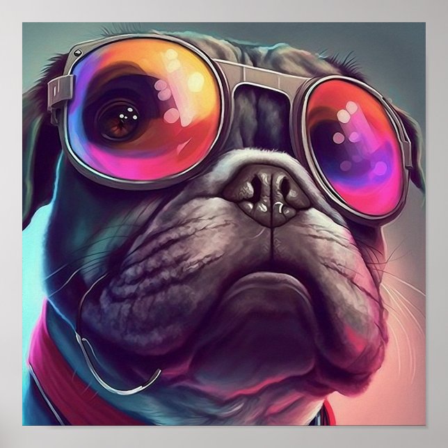 Pug Dog Art Poster (Front)