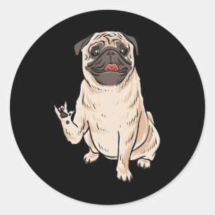 Pug Dog Asl Hand Gesture Deaf Hearing Loss Awarene Classic Round Sticker