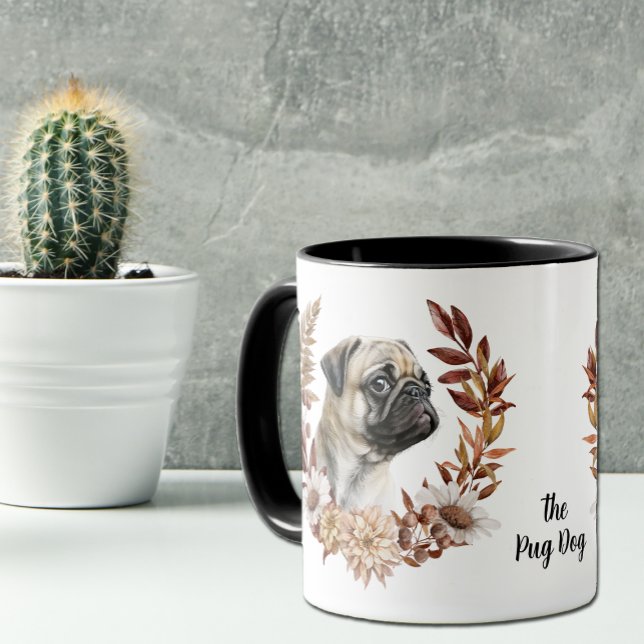 Pug Dog Autumn Wreath Mug (Creator Uploaded)