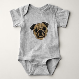 pug dog baby bodysuit