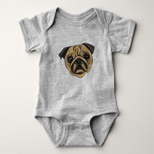 pug dog baby bodysuit (Front)