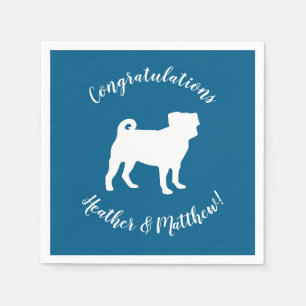 Pug Dog Baby Shower Blue Puppy Boy Napkin