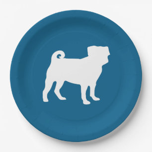 Pug Dog Baby Shower Blue Puppy Boy Paper Plate