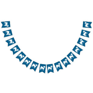 Pug Dog Baby Shower Boy Blue with Bow Bunting