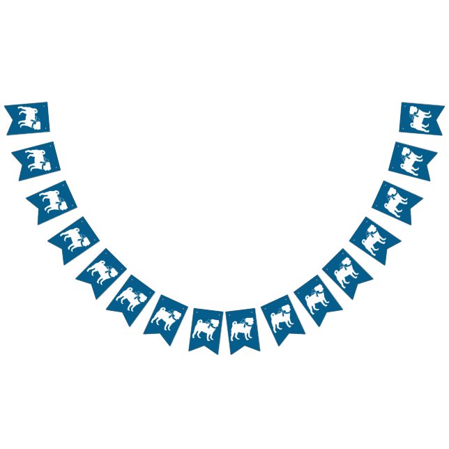 Pug Dog Baby Shower Boy Blue with Bow Bunting (All)