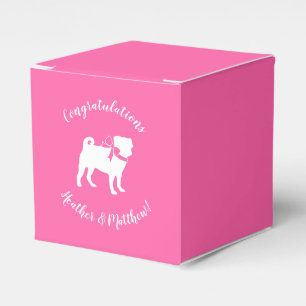 Pug Dog Baby Shower Girl Pink with Bow Favour Box