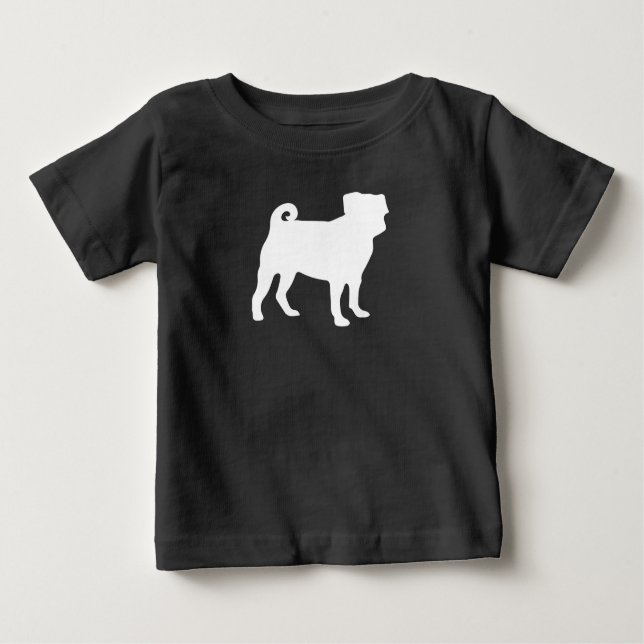 Pug Dog Baby Shower Grey Puppy Gender Neutral Baby T-Shirt (Front)