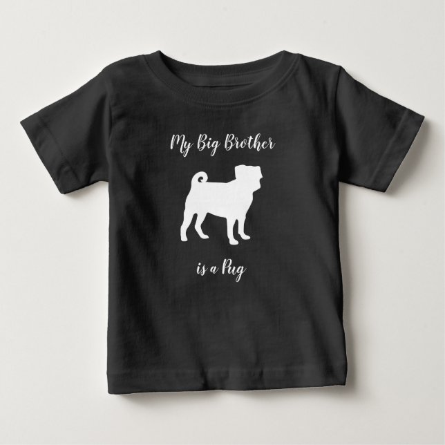 Pug Dog Baby Shower Grey Puppy Gender Neutral Baby T-Shirt (Front)