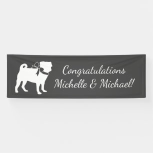 Pug Dog Baby Shower Grey Puppy Gender Neutral Banner