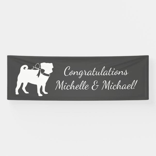 Pug Dog Baby Shower Grey Puppy Gender Neutral Banner (Horizontal)