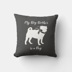 Pug Dog Baby Shower Grey Puppy Gender Neutral Cushion