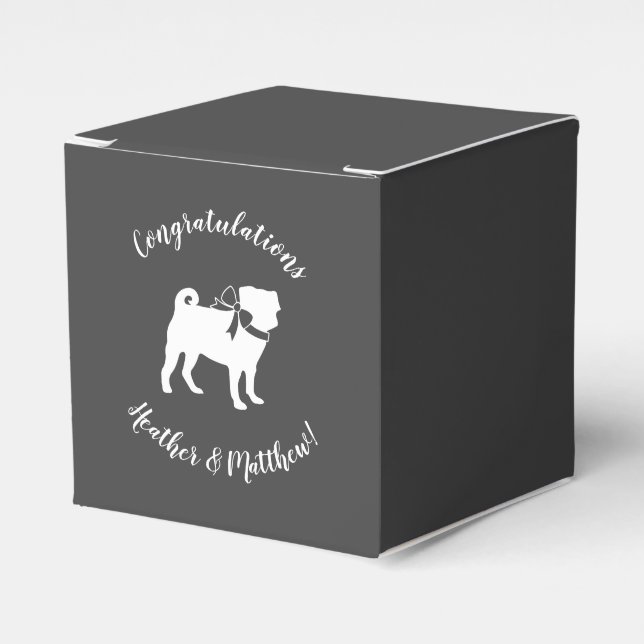 Pug Dog Baby Shower Grey Puppy Gender Neutral Favour Box (Front Side)