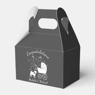 Pug Dog Baby Shower Grey Puppy Gender Neutral Favour Box