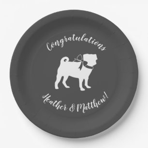 Pug Dog Baby Shower Grey Puppy Gender Neutral Paper Plate