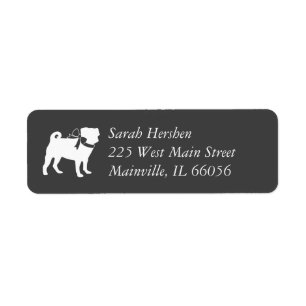 Pug Dog Baby Shower Grey Puppy Gender Neutral Return Address Label