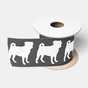 Pug Dog Baby Shower Grey Puppy Gender Neutral Satin Ribbon