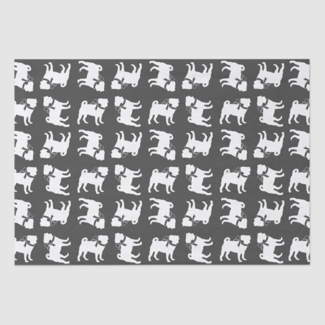 Pug Dog Baby Shower Grey Puppy Gender Neutral Tissue Paper (Front)