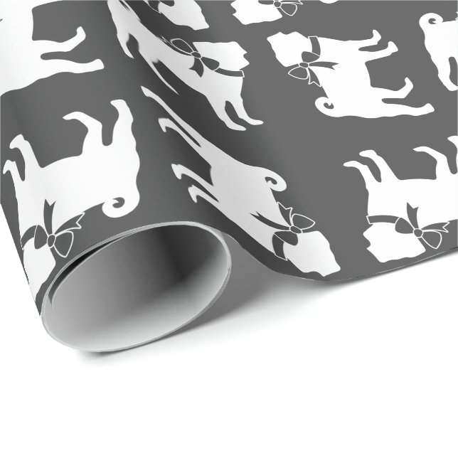 Pug Dog Baby Shower Grey Puppy Gender Neutral Wrapping Paper (Roll Corner)