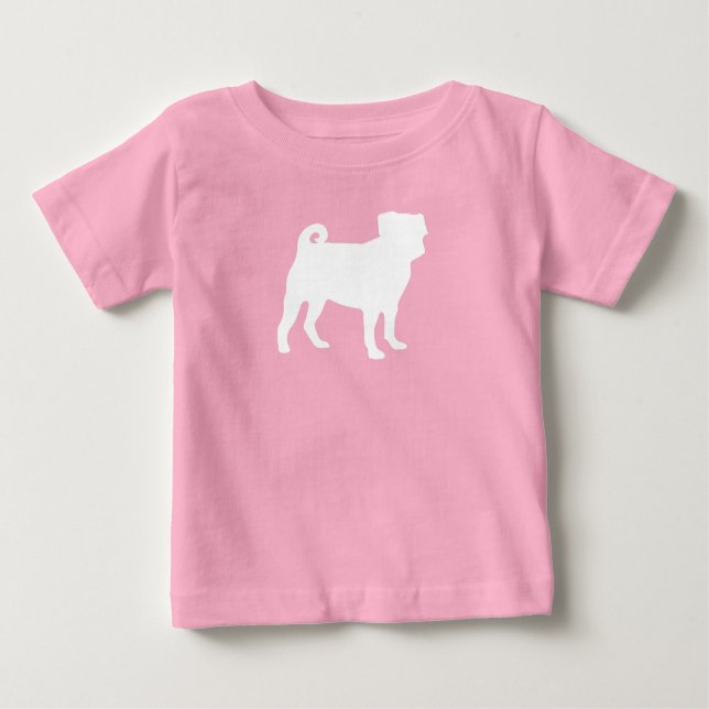 Pug Dog Baby Shower Pink Puppy Girl Baby T-Shirt (Front)