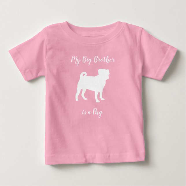 Pug Dog Baby Shower Pink Puppy Girl Baby T-Shirt (Front)