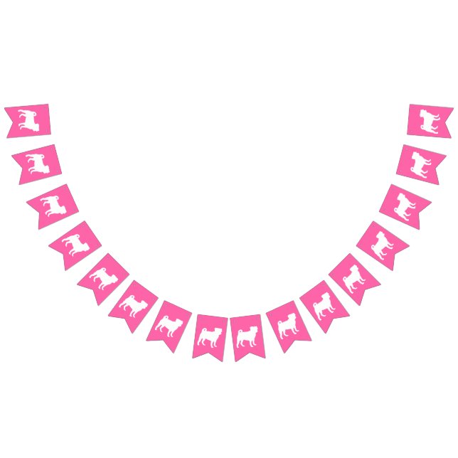 Pug Dog Baby Shower Pink Puppy Girl Bunting (All)