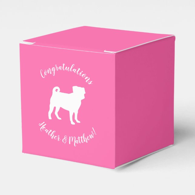 Pug Dog Baby Shower Pink Puppy Girl Favour Box (Front Side)