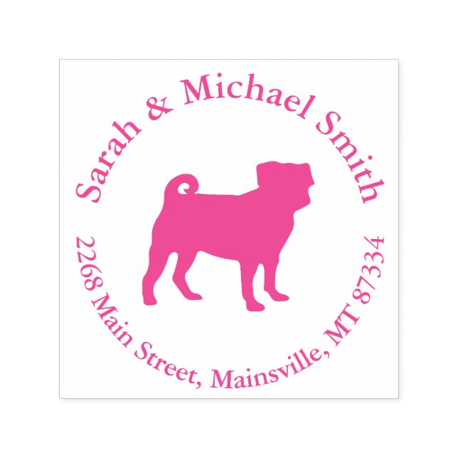 Pug Dog Baby Shower Pink Puppy Girl Self-inking Stamp (Design)