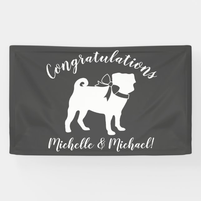 Pug Dog Baby Shower Theme Puppy Gender Neutral Banner (Horizontal)