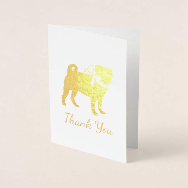 Pug Dog Baby Shower Theme Puppy Gender Neutral Foil Card (Front)