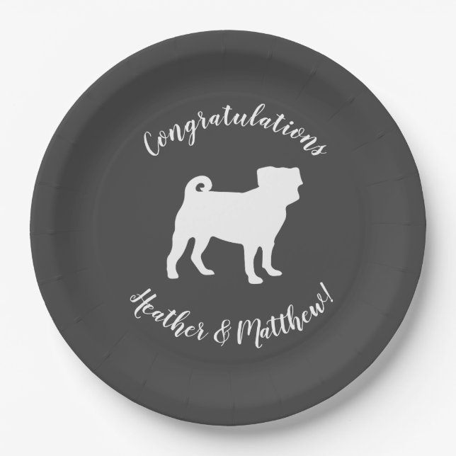 Pug Dog Baby Shower Theme Puppy Gender Neutral Paper Plate (Front)