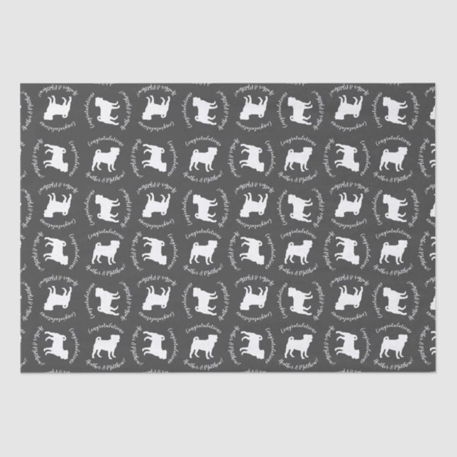 Pug Dog Baby Shower Theme Puppy Gender Neutral Tissue Paper (Front)