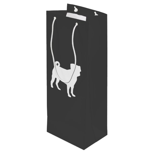 Pug Dog Baby Shower Theme Puppy Gender Neutral Wine Gift Bag (Back Angled)
