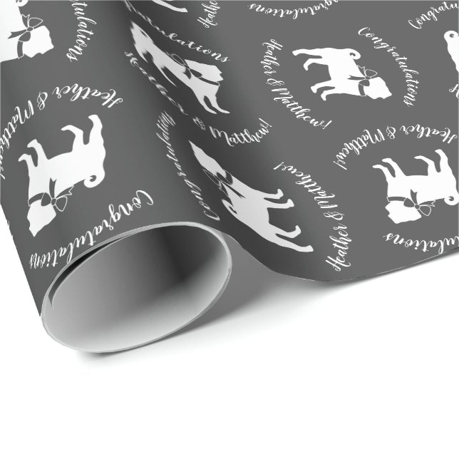 Pug Dog Baby Shower Theme Puppy Gender Neutral Wrapping Paper (Roll Corner)