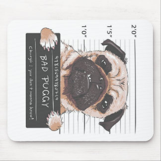 Pug Dog Bad Puggy Pet Owner Mouse Pad