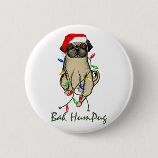 Pug Dog Bah Humpug Funny Christmas 6 Cm Round Badge