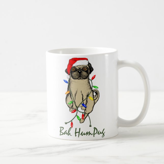 Pug Dog Bah Humpug Funny Christmas Coffee Mug (Right)