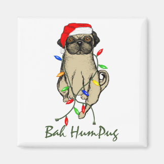 Pug Dog Bah Humpug Funny Christmas Magnet