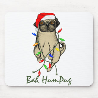 Pug Dog Bah Humpug Funny Christmas Mouse Pad