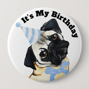 Pug Dog Birthday Button