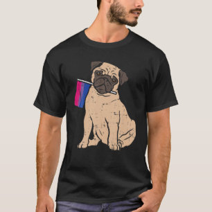 Pug Dog Bisexual Pride Flag Cute LGBTQ Bi Animal L T-Shirt