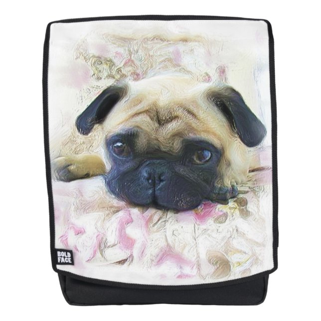 Pug dog boldface backpack (Front)