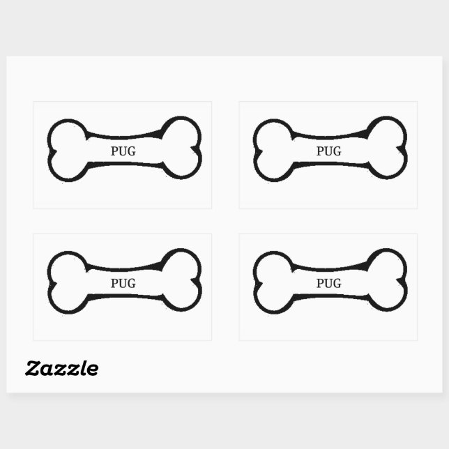 pug dog bone rectangular sticker (Sheet)