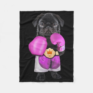 Pug Dog Boxing Funny Fitness Gym Workout Fleece Blanket